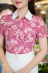 SƠ MI THỜI TRANG HỌA TIẾT HOA PHỐI CỔ TRƠN AT201