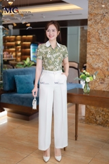 SƠ MI THỜI TRANG HỌA TIẾT HOA PHỐI CỔ TRƠN AT201
