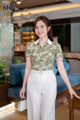 SƠ MI THỜI TRANG HỌA TIẾT HOA PHỐI CỔ TRƠN AT201