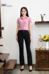 Áo sơ mi AB113 hồng, chất vải  lụa ngọc trai . form ôm dáng chuẩn