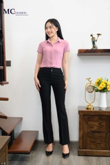 Áo sơ mi AB113 hồng, chất vải  lụa ngọc trai . form ôm dáng chuẩn