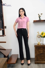 Áo sơ mi AB113 hồng, chất vải  lụa ngọc trai . form ôm dáng chuẩn