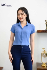 AB113 xanh đậm kết hợp cùng quần âu công sở