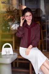 SƠ MI THỜI TRANG KẺ Ô VUÔNG KHĂN CHOÀNG AT247