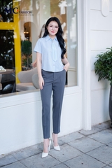 ÁO THỜI TRANG KẺ SỌC KÈM NƠ RỜI AT214