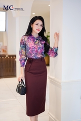 CHÂN VÁY DÁNG DÀI PHỐI HOA CV136
