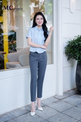 ÁO THỜI TRANG KẺ SỌC KÈM NƠ RỜI AT214