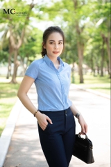 Aó sơ mi cộc tay  và quần tây đơn giản mà hiện đại cho cô nàng công sở A206 xanh  hãng Mc Fashion