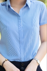 Aó sơ mi cộc tay  và quần tây đơn giản mà hiện đại cho cô nàng công sở A206 xanh  hãng Mc Fashion