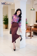 CHÂN VÁY DÁNG DÀI PHỐI HOA CV136