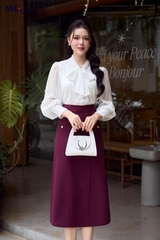 ÁO THỜI TRANG CÔNG SỞ TAY VOAN CỔ THẮT NƠ AT238