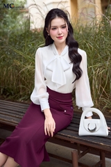 ÁO THỜI TRANG CÔNG SỞ TAY VOAN CỔ THẮT NƠ AT238