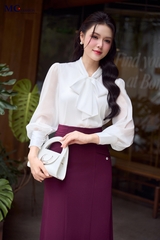 ÁO THỜI TRANG CÔNG SỞ TAY VOAN CỔ THẮT NƠ AT238