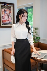 ÁO THỜI TRANG TRƠN TAY PHỐI VOAN AT229