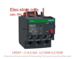 Relay Nhiệt Schneider - LRD series - Đuôi Nhiệt Schneider LRD07 (1.6-2.5)A - rơ le nhiệt schneider