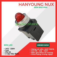 Đèn báo Hanyoung CRP-25AR phi 25 - Đèn LED Màu Đỏ - Pilot Lamp Hanyoung Nux