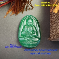 MẶT DÂY CHUYỀN PHẬT A DI ĐÀ ĐÁ MÃ NÃO XANH