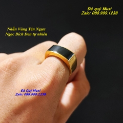NHẪN NGỌC BÍCH ĐEN TỰ NHIÊN BỌC VÀNG 14K