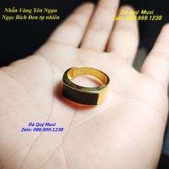 NHẪN NGỌC BÍCH ĐEN TỰ NHIÊN BỌC VÀNG 14K