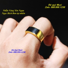 NHẪN NGỌC BÍCH ĐEN TỰ NHIÊN BỌC VÀNG 14K