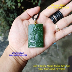 MẶT DÂY CHUYỀN CHẠM KHẮC THUẬN BUỒM XUÔI GIÓ NGỌC BÍCH XANH TỰ NHIÊN