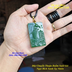 MẶT DÂY CHUYỀN CHẠM KHẮC THUẬN BUỒM XUÔI GIÓ NGỌC BÍCH XANH TỰ NHIÊN