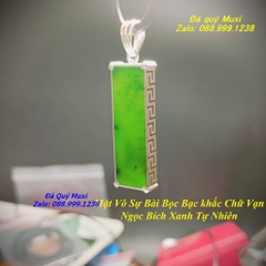 MẶT DÂY CHUYỀN VÔ SỰ BÀI NGỌC BÍCH XANH TỰ NHIÊN BỌC BẠC