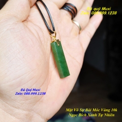 MẶT DÂY CHUYỀN VÔ SỰ BÀI NGỌC BÍCH XANH TỰ NHIÊN MÓC VÀNG 10K
