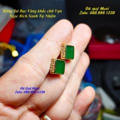 CẶP BÔNG TAI NGỌC BÍCH XANH TỰ NHIÊN BỌC VÀNG 10K LOẠI ĐẸP