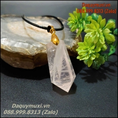 MẶT DÂY CHUYỀN LỤC GIÁC ĐÁ THẠCH ANH HỒNG