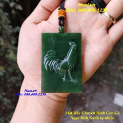 MẶT DÂY CHUYỀN HÌNH CON GÀ NGỌC BÍCH XANH TỰ NHIÊN