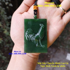 MẶT DÂY CHUYỀN HÌNH CON GÀ NGỌC BÍCH XANH TỰ NHIÊN