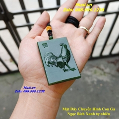 MẶT DÂY CHUYỀN HÌNH CON GÀ NGỌC BÍCH XANH TỰ NHIÊN