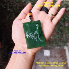 MẶT DÂY CHUYỀN HÌNH CON GÀ NGỌC BÍCH XANH TỰ NHIÊN
