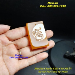 MẶT DÂY CHUYỀN VÔ SỰ BÀI ĐÁ MÃ NÃO ĐỎ CAM CHẠM KHẮC CHỮ NHẪN