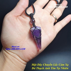 MẶT DÂY CHUYỀN LẮC CẢM XẠ ĐÁ THẠCH ANH TÍM TỰ NHIÊN