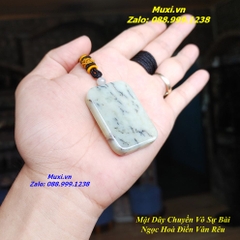 MẶT DÂY CHUYỀN VÔ SỰ BÀI NGỌC HOÀ ĐIỀN VÂN RÊU - QUẾ HOA