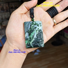 MẶT DÂY CHUYỀN CHẠM KHẮC THUẬN BUỒM XUÔI GIÓ NGỌC BÍCH DA HỔ TỰ NHIÊN