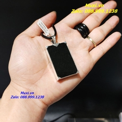 MẶT DÂY CHUYỀN VÔ SỰ BÀI NGỌC BÍCH ĐEN TỰ NHIÊN BỌC BẠC