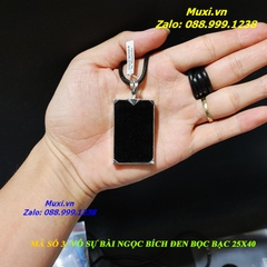 MẶT DÂY CHUYỀN VÔ SỰ BÀI NGỌC BÍCH ĐEN TỰ NHIÊN BỌC BẠC