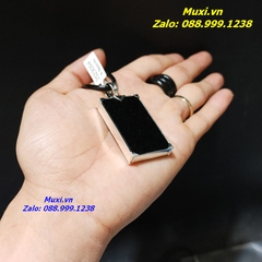 MẶT DÂY CHUYỀN VÔ SỰ BÀI NGỌC BÍCH ĐEN TỰ NHIÊN BỌC BẠC