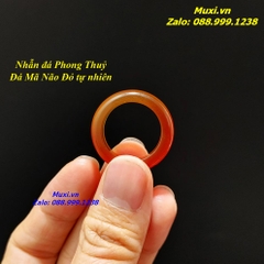 NHẪN ĐÁ PHONG THUỶ - ĐÁ MÃ NÃO  ĐỎ TỰ NHIÊN