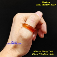 NHẪN ĐÁ PHONG THUỶ - ĐÁ MÃ NÃO  ĐỎ TỰ NHIÊN