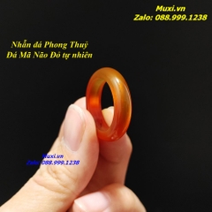 NHẪN ĐÁ PHONG THUỶ - ĐÁ MÃ NÃO  ĐỎ TỰ NHIÊN