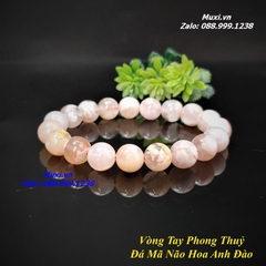 VÒNG TAY ĐÁ MÃ NÃO HOA ANH ĐÀO TỰ NHIÊN
