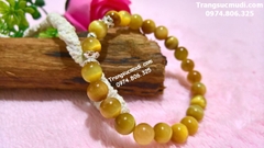 VÒNG TAY ĐÁ MẮT HỔ VÀNG TÂM 8MM