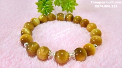 VÒNG TAY ĐÁ MẮT HỔ VÀNG TÂM 8MM