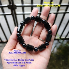VÒNG ĐEO TAY LU THỐNG NGỌC BÍCH ĐEN TỰ NHIÊN CHO NAM