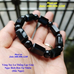 VÒNG ĐEO TAY LU THỐNG NGỌC BÍCH ĐEN TỰ NHIÊN CHO NAM