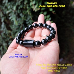 VÒNG ĐEO TAY MIX LU THỐNG NGỌC BÍCH ĐEN TỰ NHIÊN